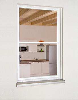 Hecht Fliegengitter Fensterbausatz Master Slim XL, ca. B130/H220 cm, Weiß - Aluminium / Textilien