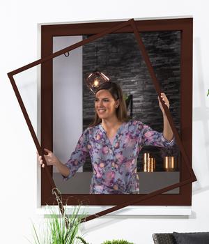 Hecht Insektenschutz-Fensterbausatz Basic, ca. B80/H100 cm, Dunkelbraun - Aluminium / Kunststoff