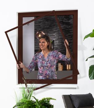 Hecht Fensterbausatz Basic, ca. B130/H150 cm, Dunkelbraun - Aluminium, Textilien
