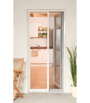 Hecht Fliegengitter Türrollo Smart, ca. B125/H220 cm, Weiß - Aluminium / Textilien
