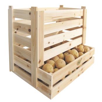 Habau Kartoffel- und Obstkiste, ca. B58/H42/T38 cm, Beige - Tannenholz