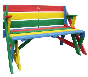 Habau Kinder Picknickbank bunt, 100 x 50 x 62 cm