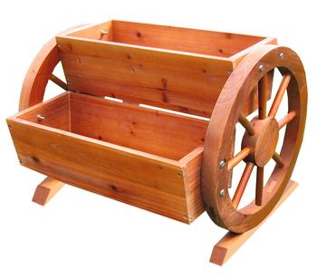 Habau Blumenkasten mit Wagenrad