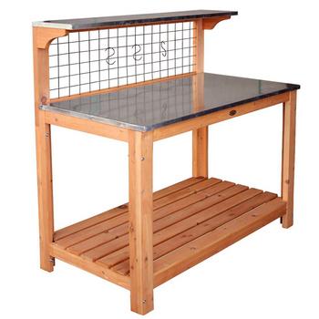 Habau Pflanztisch - Gartentisch, ca. B101/H117/T55 cm, Hellbraun / Silber Tannenholz