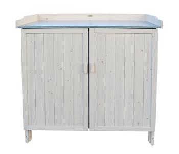 Habau Gartentisch Lino mit Unterschrank, ca. B98/H95/T48 cm, Hellgrau - Tannenholz / Blech