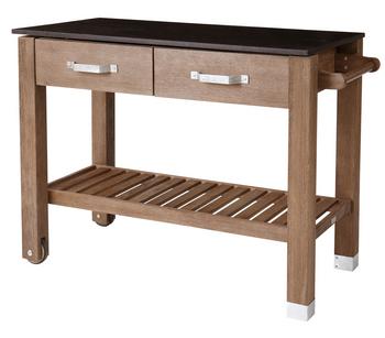 Dehner Premium Holz-Pflanztisch - Gartentisch Windsor, ca. B110/H84/T55 cm, Braun / Schwarz Granit Akazienholz Zink