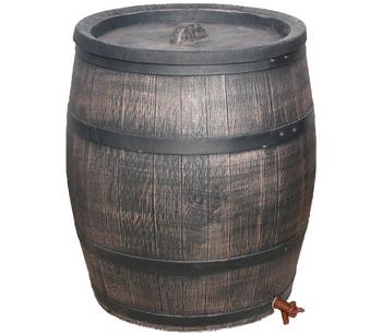 Roto Kunststoff-Regenfass in Holzoptik, braun-grau