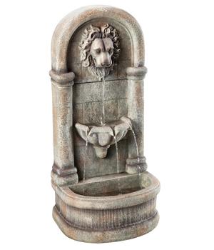 Dehner Polyresin-Wandbrunnen Faro, ca. B49,5/H103,5/T38 cm, Grau - Polyresin