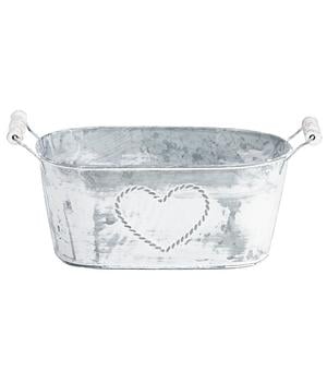 Dehner Zink-Jardiniere mit Henkeln, ca. B26/H15/T11,5 cm