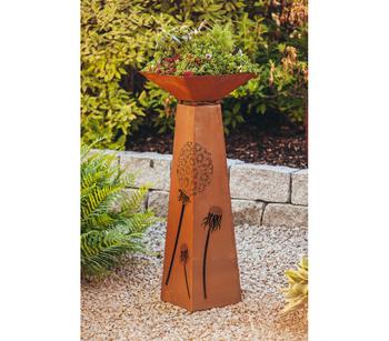 Ferrum Metall-Säule Trapez Pusteblume, ca. B30/H116,5/T30 cm, rost, Braun - Metall