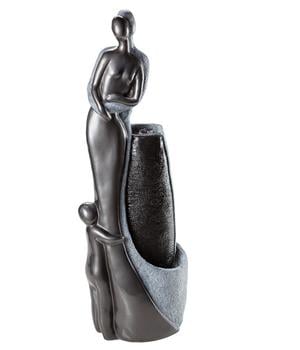 Dehner Polyresin-Gartenbrunnen Family, ca. B42,5/H120/T27 cm, Dunkelgrau