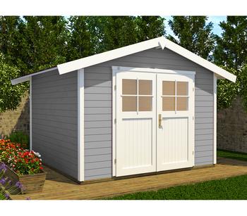 Weka Gartenhaus 122 Gr. 4, ca. B380/H253/T274 cm, Grau / Weiß - Holz