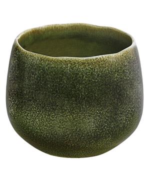 Dehner Keramik-Übertopf Blumentopf Linn, bauchig, dunkelgrün - Keramik