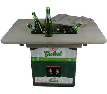 Esschert Holz-Bierkistentisch-Aufsatz mit Deckel, ca. B78/H11/T57 cm, Grau / Hellbraun - Holz