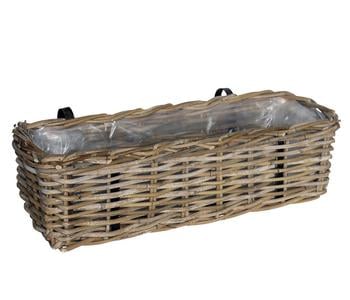 Van der Leeden Rattan-Balkonkorb, rechteckig, grau