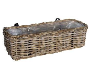 Van der Leeden Rattan-Balkonkorb, rechteckig, grau