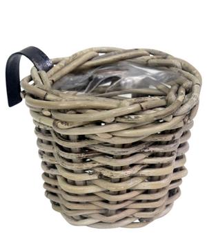 Van der Leeden Rattan-Balkonkorb, rund, grau, ca. Ø15/H15 cm