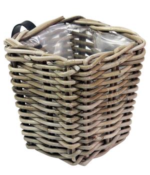 Van der Leeden Rattan-Balkonkorb, quadratisch, grau, ca. B15/H15/T15 cm