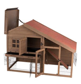 Trixie Natura Kleintierstall mit Freilaufgehege, ca. B151/H107/T80 cm, Hellbraun