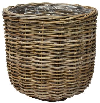 Van der Leeden Rattan-Pflanzkorb, grau-braun