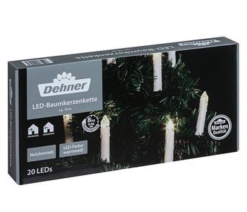Dehner LED-Baumkerzenkette, 20 LEDs, warmweiß, ca. L19 m