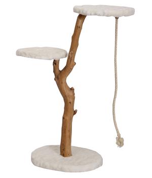 Dehner Premium Lovely Natur-Kratzbaum Erklimmen & Erholen, ca. B40/H99-109/T50 cm, Braun / Beige - Holz Plüsch