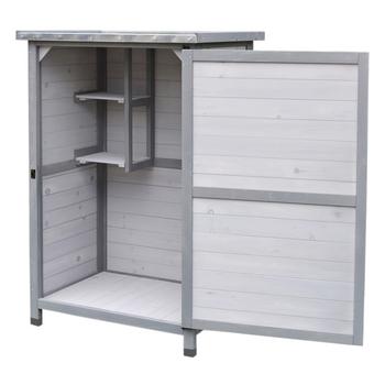 Habau Gartenschrank Flachdach, Grau / Hellgrau - Zink Tannenholz