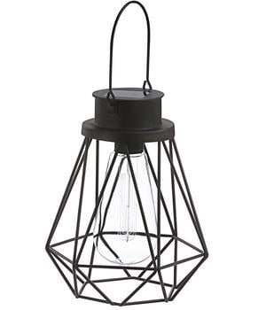 Dehner Solar-Drahtglühbirne Blackora, ca. Ø16/H20 cm, Schwarz - Metall / Glas Kunststoff