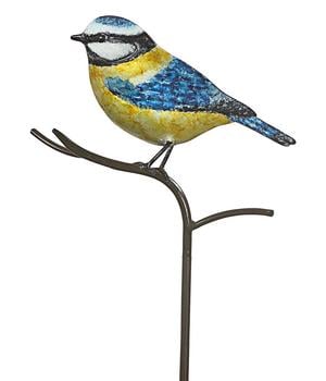 Dehner Metall-Dekostab Blaumeise, ca. H120 cm, blau-gelb, Blau / Gelb Schwarz - Metall