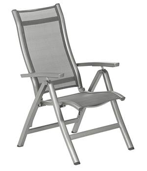 2 x Dehner Klappsessel Chicago, Hochlehner, Grau - Aluminium / Textilene - Mindestbestellmenge: 2 Stk.
