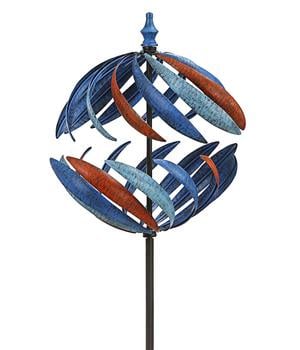 Dehner Metall-Riesen-Windrad Globe, ca. H186 cm, blau-rot, Blau / Rot - Metall