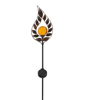 Dehner Solar-Dekostab Arian, ca. H130 cm, metallic-braun/orange, Braun / Orange - Metall Glas Kunststoff
