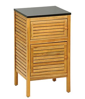 Dehner Schrank Southampton, ca. B50/H90/T50 cm, Schwarz / Hellbraun - Akazienholz Stein