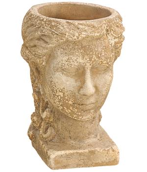 Dehner Terrakotta-Topf Kopf, ca. B22/H28/T18 cm, anterra, Hellgrau / Hellbraun - Terrakotta