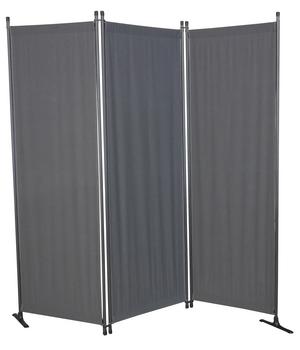 Angerer Paravent, 3-teilig, Swingtex, ca. B165/T165 cm, Dunkelgrau - Stahl / Polyacryl