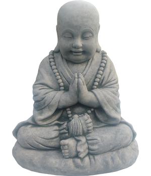 Denscho Stein-Mönch auf Kissen, ca B35/H23/T33 cm