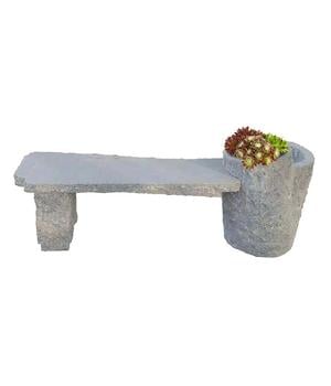 Dehner Granit-Gartenmöbel - Gartenbank Flora, ca. B130/H45/T30 cm, grau Granit