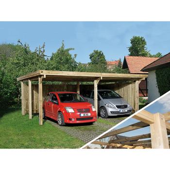 Weka Doppelcarport 618, ohne Dacheindeckung, Natur