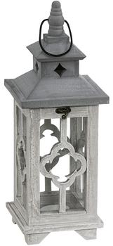 Dehner Holz-Laterne Tina, Hellgrau - Tannenholz / Glas Metall