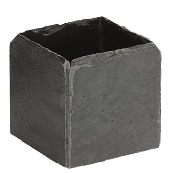 Dehner Schiefer-Übertopf Blumentopf Cubi, eckig, Dunkelgrau - Schiefer