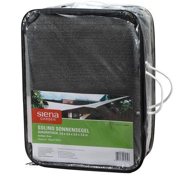Siena Garden Sonnensegel Solino, quadratisch, ca. B360/T360 cm, Grau - Edelstahl, Polyethylen
