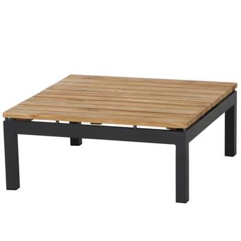 Siena Garden Teak-Loungetisch Alvida, anthrazit/natur, ca. B74/H30/T74 cm, Hellbraun, Dunkelgrau - Aluminium, Teakholz