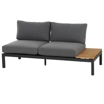 Siena Garden Bank Alvida, links, 70 x 175 80 cm, anthrazit/grau, Dunkelgrau, Grau, Hellbraun - Aluminium, Polyester, Teakholz