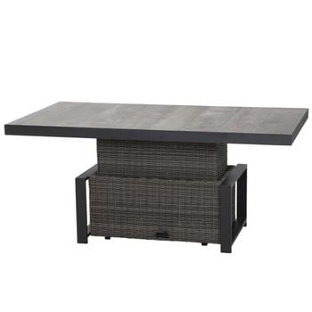 Siena Garden Lift-Tisch, ca. B160/H47-71/T90 cm, Dunkelgrau - Aluminium / Keramik Polyrattan