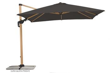 Schneider Ampelschirm Rhodos Twist Woody, Anthrazit, quadratisch, ca. B300/T300 cm, Taupe - Aluminium, Polyester