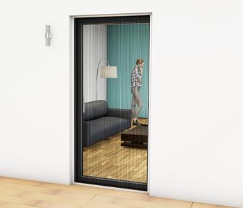 Hecht Alu-Plissee-Tür Professional, ca. B125/H220 cm, Dunkelbraun - Aluminium / Kunststoff