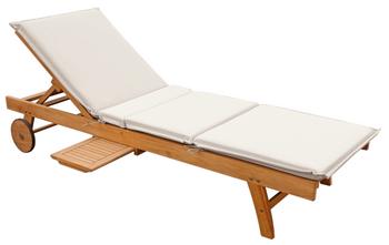 Dehner Rollliege Ravenna, ca. B70/H89/T200 cm, Beige - Akazienholz / Polyester