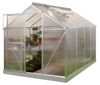Vitavia Gewächshaus Pluto 6000 HKP, inkl. Fundament, ca. B198/H208/T304 cm, Silber - Aluminium, Polycarbonat