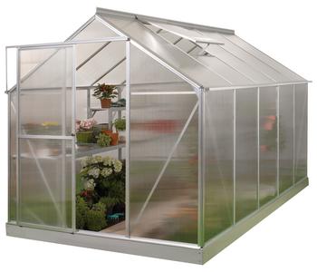 Vitavia Gewächshaus Pluto 7500 HKP, inkl. Fundament, ca. B198/H208/T377 cm, Silber - Aluminium / Polycarbonat