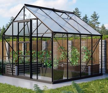 Vitavia Gewächshaus Neptun 6700, ESG/HKP, Schwarz - Aluminium / Polycarbonat Sicherheitsglas